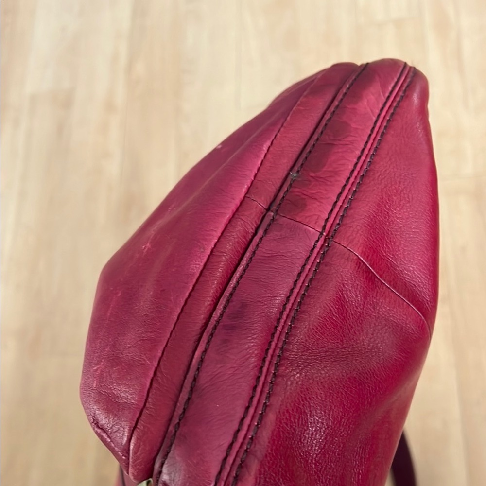 Fossil Red Burgundy Crossbody Bag with Adjustable Strap and Gold tone Hardware - Picture 8 of 12